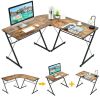 59 Inches L-Shaped Corner Desk Computer Table for Home Office Study Workstation - Brown