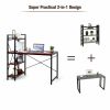 47.5 Inch Writing Study Computer Desk with 4-Tier Shelves - Rustic Brown