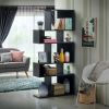 5 Cubes Ladder Shelf Corner Bookshelf Display Rack Bookcase - Black