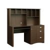 Home Office Computer Desk with Hutch; Walnut - as pic