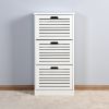 Wooden Shoe Cabinet for Entryway; White Shoe Storage Cabinet with 3 Flip Doors 20.94x9.45x43.11 inch - as Pic