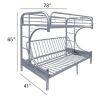 Eclipse Bunk Bed (Twin/Full/Futon) in Silver 02091SI - Silver + Metal