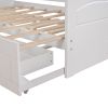 Wooden Daybed with Trundle Bed and Two Storage Drawers ; &nbsp;Extendable Bed Daybed; Sofa Bed with Two Drawers; White - pic