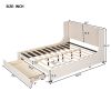 Queen Size Storage Bed Velvet Upholstered Platform Bed with Wingback Headboard and a Big Drawer (Beige) - pic