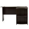 FCH L-Shaped Wood Right-angle Computer Desk with Two-layer Bookshelves Dark Brown RT - Dark Brown