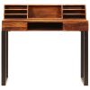 vidaXL Desk 43.3"x19.7"x37" Solid Sheesham Wood and Steel - Brown