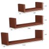 Set of 3 Floating Display Shelves Ledge Bookshelf Wall Mount Storage Home DÃ©cor Brown RT - Brown