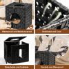 Rattan Cat Litter; Cat Bed with Rattan Ball and Cushion; Black - as Pic