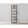 6-Shelf Gold Metal Frame Bookcase;  White - Rustic Brown