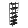 70.8 Inch Tall Bookshelf; 6-tier Shelves with Round Top Frame; MDF Boards; Adjustable Foot Pads; Black - as Pic