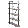 5-Tier Industrial Bookcase With Rustic Wood And Metal Frame, Large Open Bookshelf For Living Room - Brown