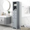 Tall Bathroom Cabinet;  Freestanding Storage Cabinet with 3 Drawers and Adjustable Shelf;  MDF Board with Painted Finish - Grey