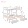 Full Over Twin &amp; Twin Bunk Bed; Wood Triple Bunk Bed with Drawers and Guardrails (White) (OLD SKU:LP000143AAK) - as pic