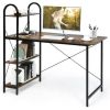 Modern Minimalist 48-Inch Reversible Computer Desk With Storage Shelf - Rustic Brown