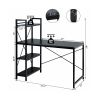 Simple Elegant 47.5 Inch Computer Desk With Shelves - Black