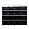 8-Tier Portable 64 Pair Shoe Rack Organizer 32 Grids Tower Shelf Storage Cabinet Stand Expandable for Heels, Boots, Slippers, Black YF - Black