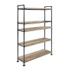 Brantley Bookshelf with 5 Shelves in Oak Sandy Black Finish - Default