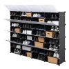 8-Tier Portable 64 Pair Shoe Rack Organizer 32 Grids Tower Shelf Storage Cabinet Stand Expandable for Heels, Boots, Slippers, Black YF - Black