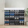 8-Tier Portable 64 Pair Shoe Rack Organizer 32 Grids Tower Shelf Storage Cabinet Stand Expandable for Heels, Boots, Slippers, Black YF - Black